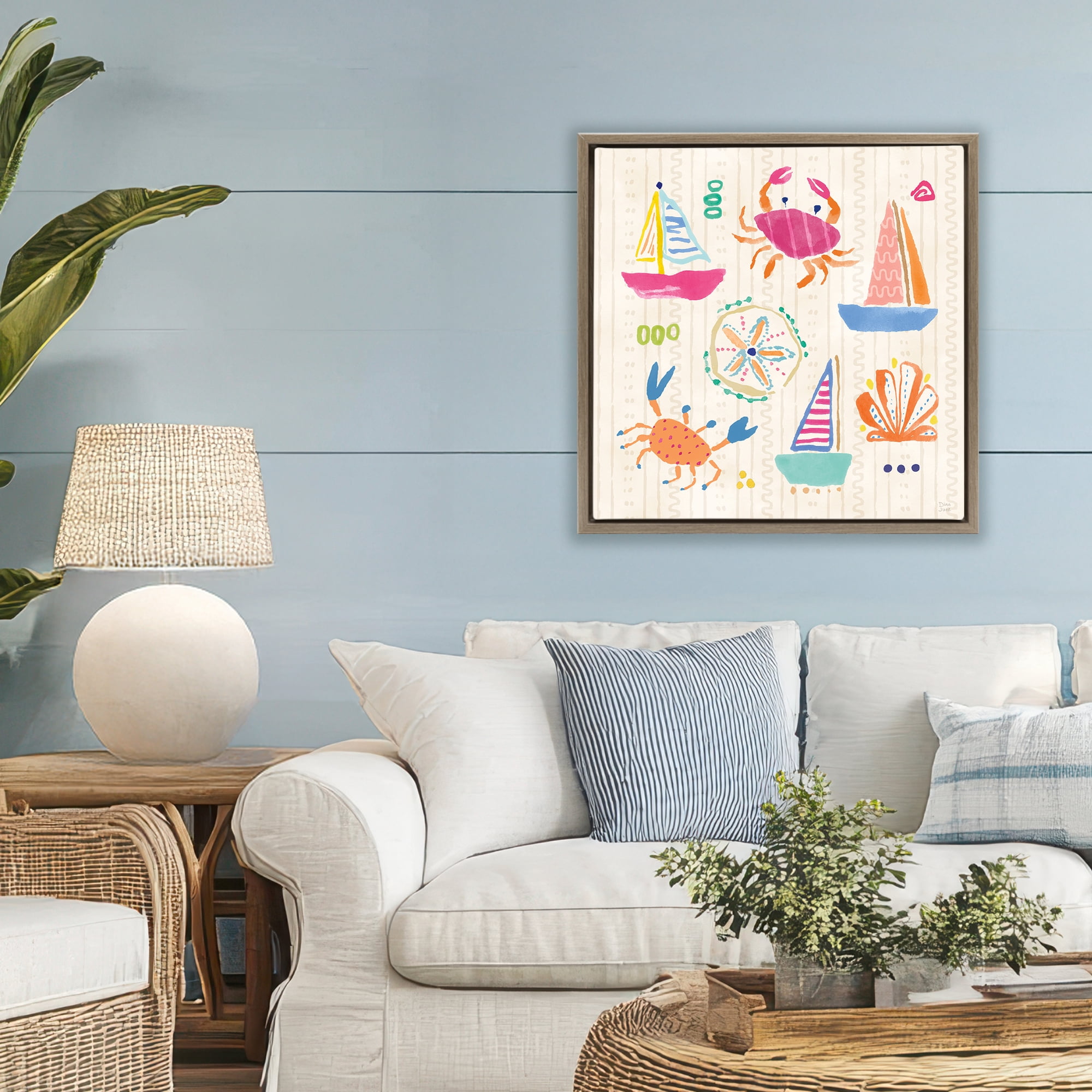Stupell Industries Nautical Fine In The Sunshine Brown Framed Floater Canvas Wall Art, design by Dina June