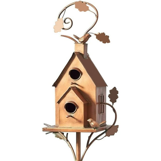 Asdomo Metal Birdhouse Garden Stakes Bird's Nest Multi-size Yellow Easy To Assemble Resting Place For Birds