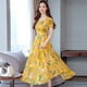 thumbnail image 3 of Sonbest Vestido largo floral de verano Mujer Estampado de flores Casual Vestido de cuello redondo Manga corta Oficina Damas Elegante Vestido de fiesta bohemio vintage Azul XL Inevent SH1104-190, 3 of 7