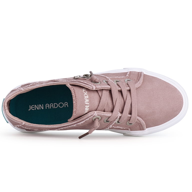 JENN ARDOR Women's Slip-On Sneakers - Perforated Quilted Canvas Flats, Pink, Size 6, Casual Walking Shoes