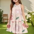 thumbnail image 2 of Abcomgle Girls Summer Dress Size 14-16 Casual Halter Neck Sleeveless Midi Dress Floral Print A-line Sundresses Basic Swing Dresses 11-12 Years,Light pink, 2 of 7