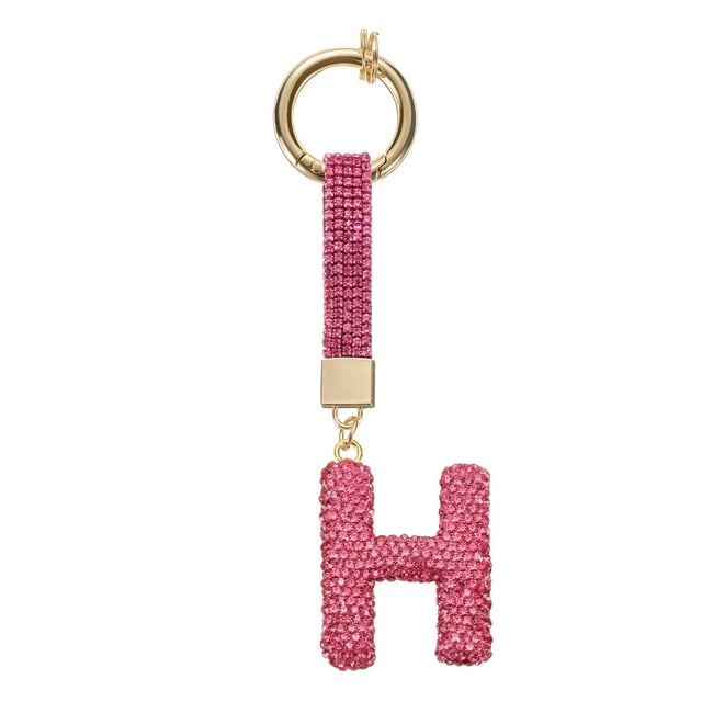 Uxcell Charm de Letra H de Alfabeto con Rhinestones para Fabricación de Joyas, Rojo Rosa