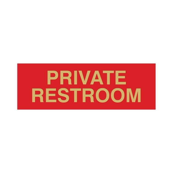Basic Private Restroom Door / Wall Sign - Red / Gold - Medium