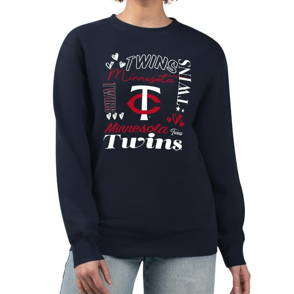 Women's G-III 4Her by Carl Banks Navy Minnesota Twins Collage Team Graphic Fleece Pullover Hoodie