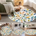 thumbnail image 6 of Colorful Botanical Large Area Rugs for Bedroom Living Room, Soft Non Slip Carpet Bedside Rug, Pastoral Leaf Spring Summer Elegant Round Floor Cover Kitchen Accent Rug 3.3' for Dining Room/Office, 6 of 9