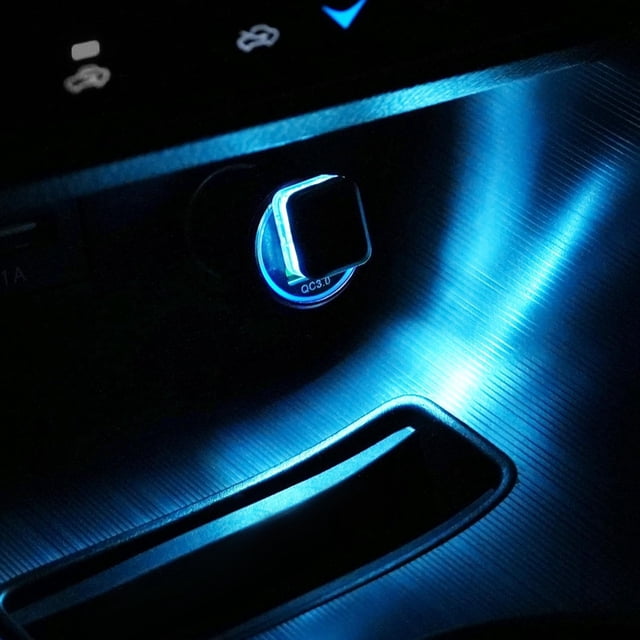 Set of 4 car USB LED ambient lights, plug-and-play USB car decorative light kit, portable mini night light, car interior accessories, suitable for most car models.,Ice Blue