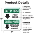 thumbnail image 2 of (2 Pack) First Aid Kit Bilingual OSHA Safety First Sign 7 Inch X 10 Inch Plastic Sign, Weather Resistant, UV Protected for Workplace, Business, and Construction Site, Made in the USA, 2 of 8