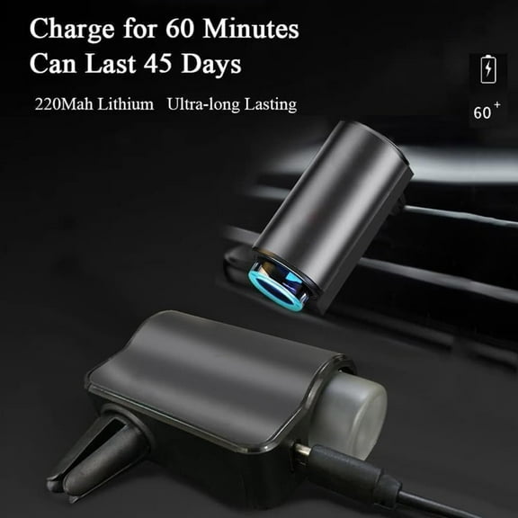 Smart Car Air Freshener,2024 New Automatic Car Air Diffuser&Freshener Three Adjusts,Intelligent Car Aroma Fresheners Diffuser Metal Case/Rechargeable(3Bottle Fragrance Included)