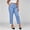 Blue plus size capri pants with pockets a1, variant on Women Plus Size High Waisted Capri Pants with Pockets Solid Straight Leg Cropped Trousers Elegant Office Casual Summer Lounge Pants, Wine 2XL