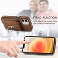 thumbnail image 5 of Compatible with iPhone 11 Card Slot Back Case, 360 Degree Rotatable Ring Stand Plating Button PU Leather Support Magnetic Car Mount Phone Case Cover for iPhone 11, Brown, 5 of 14
