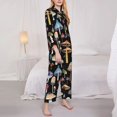 thumbnail image 4 of Kll Mushrooms And Autumn Leaves Print Women'S Long Sleeve Pajamas With Pants Sleepwear Loungewear 2 Set-Small, 4 of 9