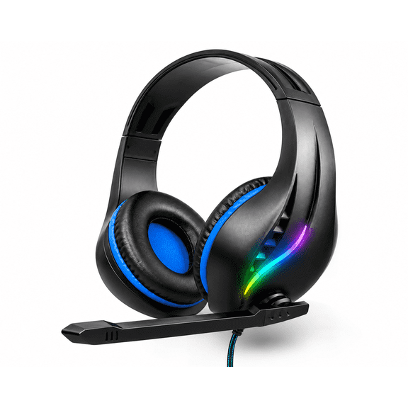 Gaming LED Headphones with RGB Lights, Noise Cancelling Mic, Over-Ear Stereo Headset for PS5, Xbox, PC, Laptop & Mobile