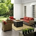 thumbnail image 2 of Afuera Living 5-Piece Wicker / Rattan Patio Fire Pit Sofa Set in Red/Brown, 2 of 9