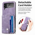 thumbnail image 5 of Zipper Back Wallet Case for Samsung Galaxy Z Flip 4, Detachable Card Slots Pocket Magnetic Classic Cover with Kickstand Soft Silicone Shockproof Anti-Scratches Folding Case, Purple, 5 of 7