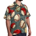 thumbnail image 2 of Baseball Men's Short Sleeve Shirts, Casual Hawaiian Print Button Down Summer Beach Top Unisex, 2 of 6
