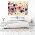 thumbnail image 3 of Mudket Pink Blue Floral Canvas Wall Art, Watercolor Flower & Butterfly Wall Decor, Framed Botanical Artwork for Living Room Bedroom Bathroom, Ready to Hang Farmhouse Floral Print - 12"L x 8"W, 3 of 10