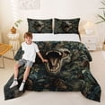 thumbnail image 2 of Metsweet Animal Dino T-Rex King Size Comforter Sets 3pcs, Pine Cone Leaves Comforters King Size, Green Brown,Black Reversible,1 Comforter and 2 Pillowcases, 2 of 6