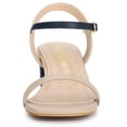 thumbnail image 3 of Sandalias De Tacón Grueso Correa De Tobillo Punta Cuadrada Para Mujeres Beige 36, 3 of 7