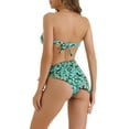 thumbnail image 3 of INSPIRAR CHIC Conjuntos de Bikini Bandeau con Estampado Floral para Mujeres, 3 Piezas, Lazo Trasero, Trajes de Baño de Parte Inferior Triangular, Verde Grande, 3 of 5