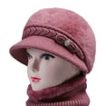 thumbnail image 2 of Prolriy Winter Hats for Women, Women's Woolen Knitted Warm Basin Hat Padded Cotton Hat Womens Hats Pink, 2 of 6