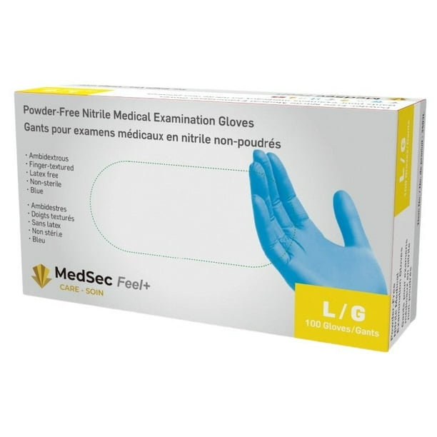 Feel powder free nitrile exam gloves Large 2x100 bx
