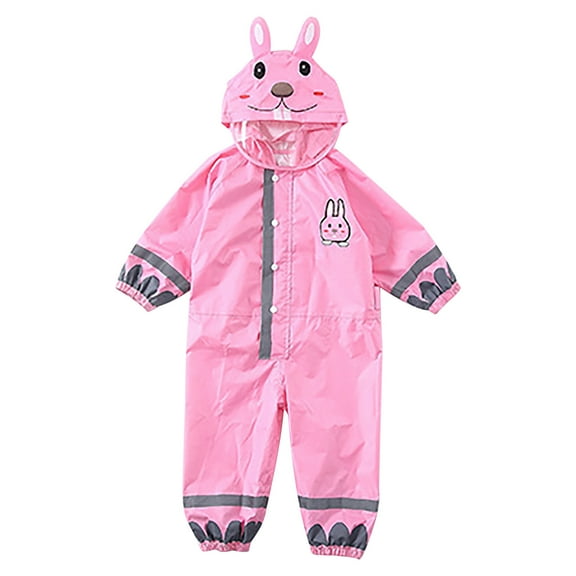 TOUMENY Kids Raincoat, Waterproof One-Piece Design with Reflective Safety, Transparent Hood for Outdoor Play, Camping, and Travel