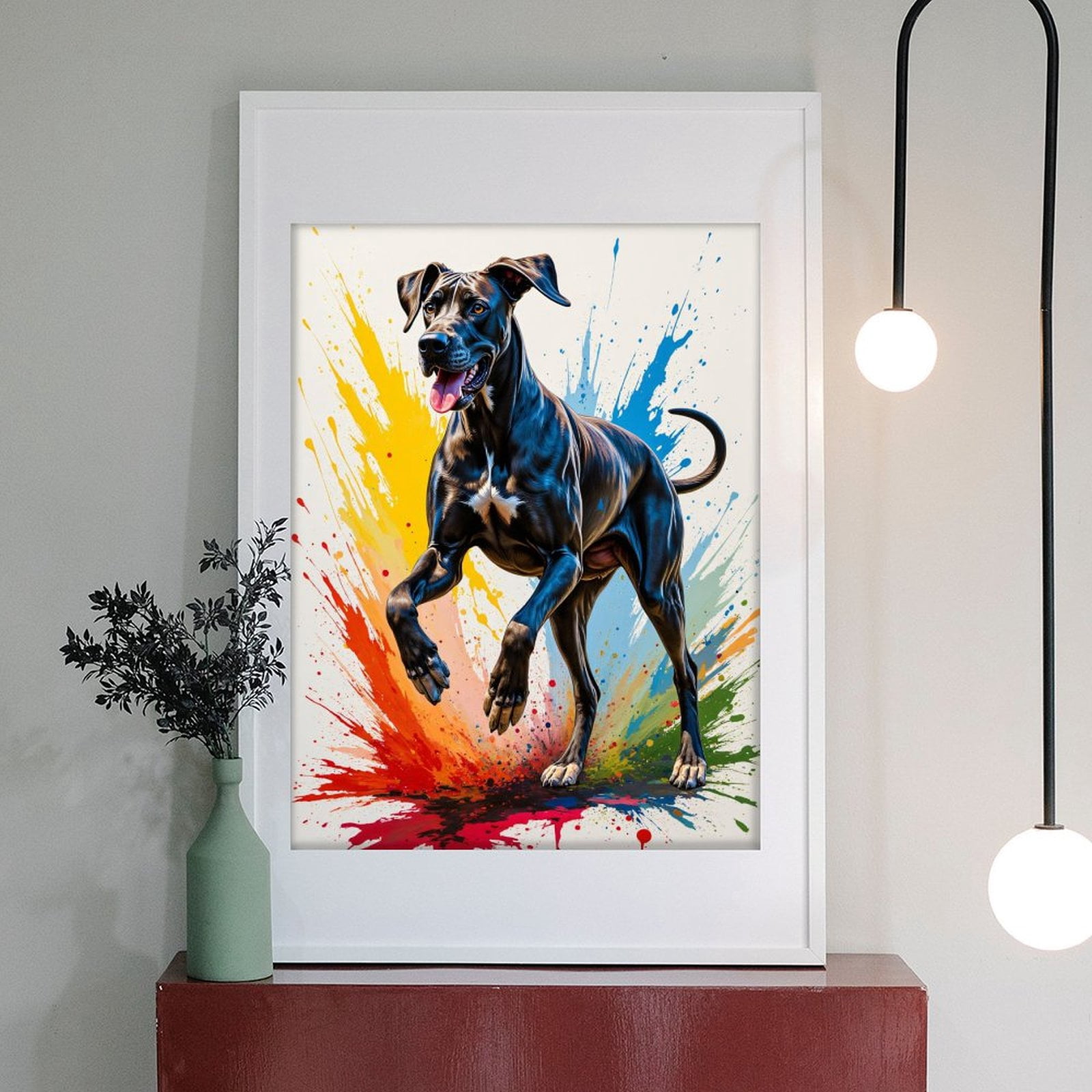 Diamond Art Kit for Adults, Colorful Energetic Dog Splatter Art Diamond Painting for Adults Beginners, DIY Diamond Art Painting Kits, 5D Diamond Painting Crafts for Home Decor 12x16 Frameless