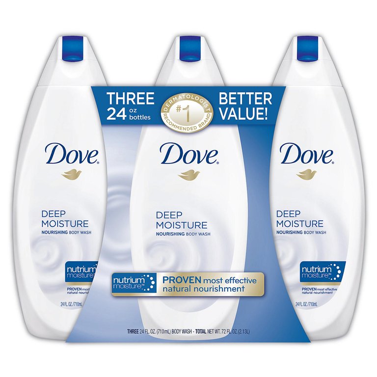 dove  Dove Deep Moisture Nourishing Body Wash with Cleanser, 3 Pack - 24
