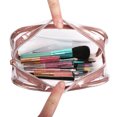 thumbnail image 3 of Bolsa de aseo de 3 piezas con asas de silicona, bolsa de maquillaje transparente de plástico de viaje pequeña bolsa de cosméticos para mujeres, bolsa de cuarto de galón compatible con aerolíneas para artículos de tocador de viaje ER, 3 of 4