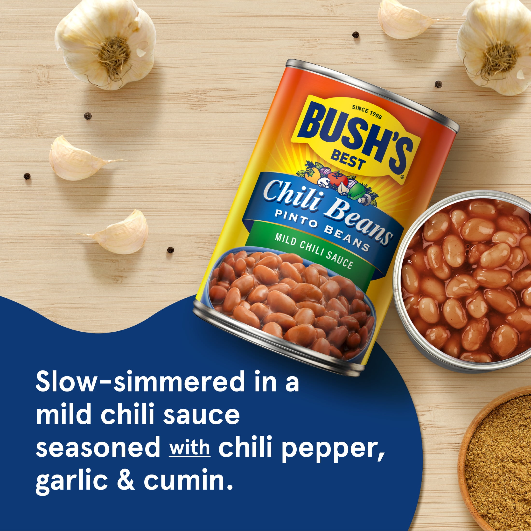 (12 pack) Bush's Chili Beans, Canned Pinto Beans in Mild Chili Sauce, 27 oz Can