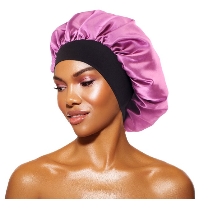 Gorro de dormir de satén para mujer, gorros de ducha con banda elástica ancha para cabello rizado largo Natural, accesorios de baño, nuevo
