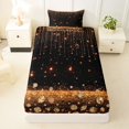 thumbnail image 4 of Homewish Black Orange Twin Sheets, Diamonds Sequins Print Bedding for Girls, 3pcs (1 Flat Sheet, 1 Fitted Sheet and 1 Pillowcase), 4 of 6