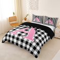 thumbnail image 2 of Catabedysis Bowtie ABC Print A Bedding,Personalized Monogrammed Gifts Duvet Cover Full For Girls,Black Reversible,3 Pieces,1 Duvet Cover and 2 Pillowcases, 2 of 6