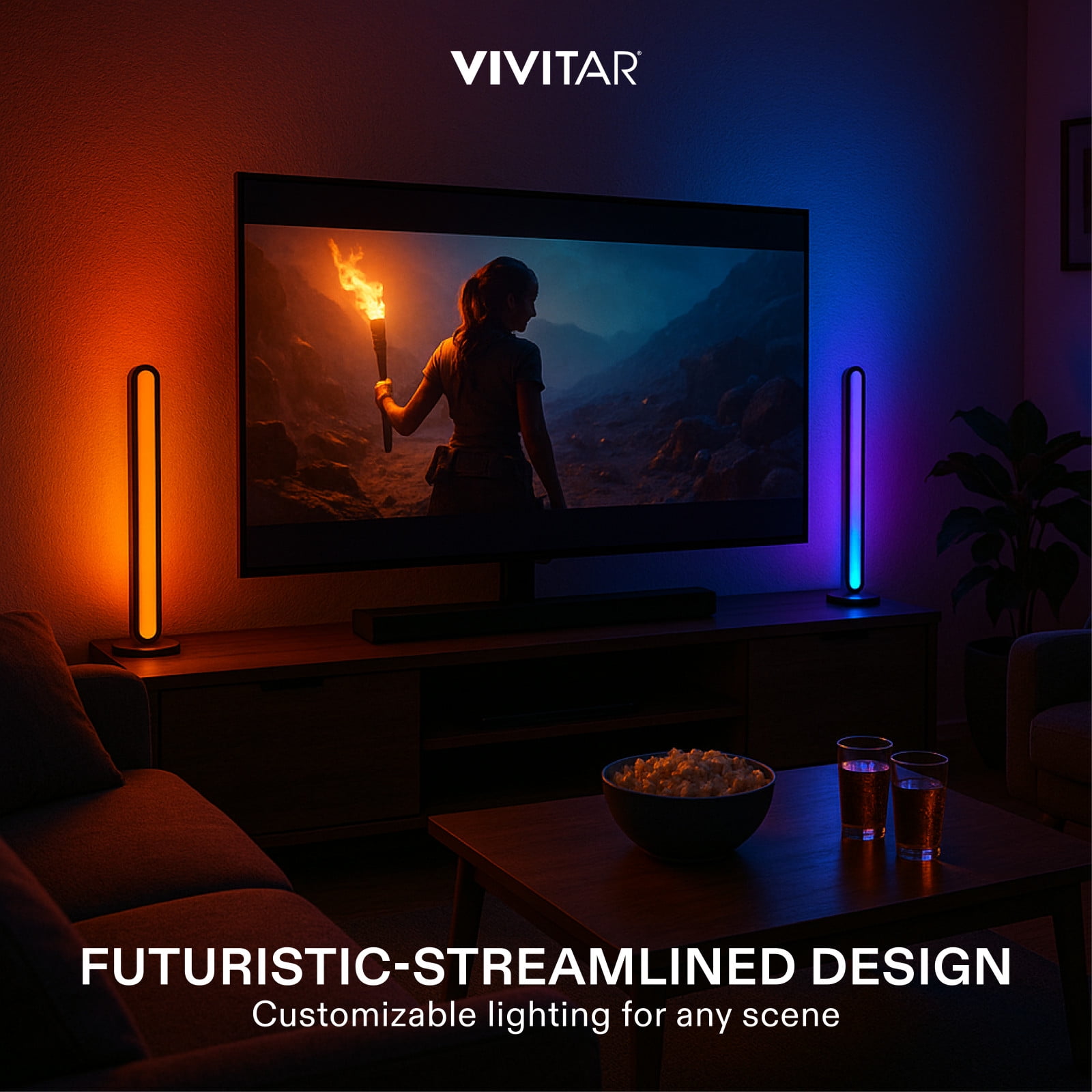Vivitar RGBIC LED Light Bars 2-Pack – Color Changing RGB Lights