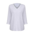 thumbnail image 4 of yunLCZ Women's Cap Sleeve Tank Tops Womens Tops 3/4 Length Sleeve V Neck Casual Tunic Tops Basic Shirts Loose Fit Blouse, 4 of 4