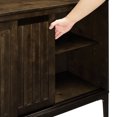thumbnail image 5 of Maykoosh Natural Beauty Sideboard with Sliding Doors - Dark Brown, 15.88"D x 54.13"W x 32.25"H, Slatted Look Sliding Doors, Freestanding Storage Sideboard, Mid-Century Modern Design, 5 of 10