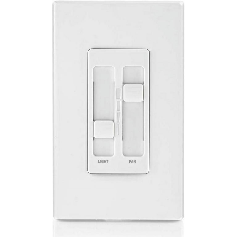 Leviton SureSlide 1.5 Amp Fan 120-Volt Dual Quiet Fan and Light Control for 150-Watt LED, 300-Watt Incandescent/Halogen, White Leviton SureSlide 1.5 Amp Fan 120-Volt Dual Quiet Fan and Light Control for 150-Watt LED, 300-Watt Incandescent/Halogen, White