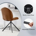 thumbnail image 4 of PU Leather Swivel Office Chair No Wheels, Small Comfy Mid Century Armless Desk Chair, Cute Swivel Vanity Chairs No Wheels for Small Spaces, Bedroom,Living Room,Home Office, Brown, 4 of 16