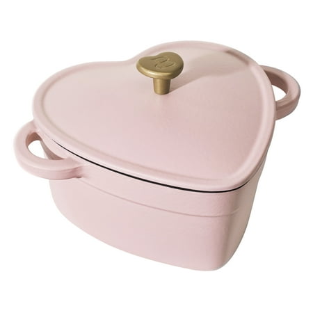 Beautiful 2QT Cast Iron Heart Dutch Oven  Pink Champagne by Drew Barrymore