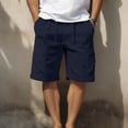 thumbnail image 5 of Lumtrix Men's Cargo Shorts Casual Cotton Drawstring Short Elastic Waist Baggy Work Pants with Multi Pockets Dark Blue L, 5 of 6