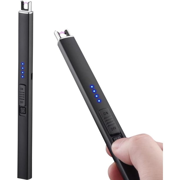 Encendedor Electrónico, Encendedor Eléctrico de Plasma Recargable Sin Llama, Seguro y Portátil, Resistente al Viento para Velas, Cocina y Aire Libre como Barbacoa y Campismo (1, Negro)