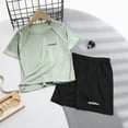 thumbnail image 2 of KPOPLK Kids Boys 2-piece Short Sleeve Graphic T-Shirt Tee and Shorts Set for Summer Active Boys Lightweight & Breathable Sports Clothes Size 2-3 Years,Green, 2 of 4