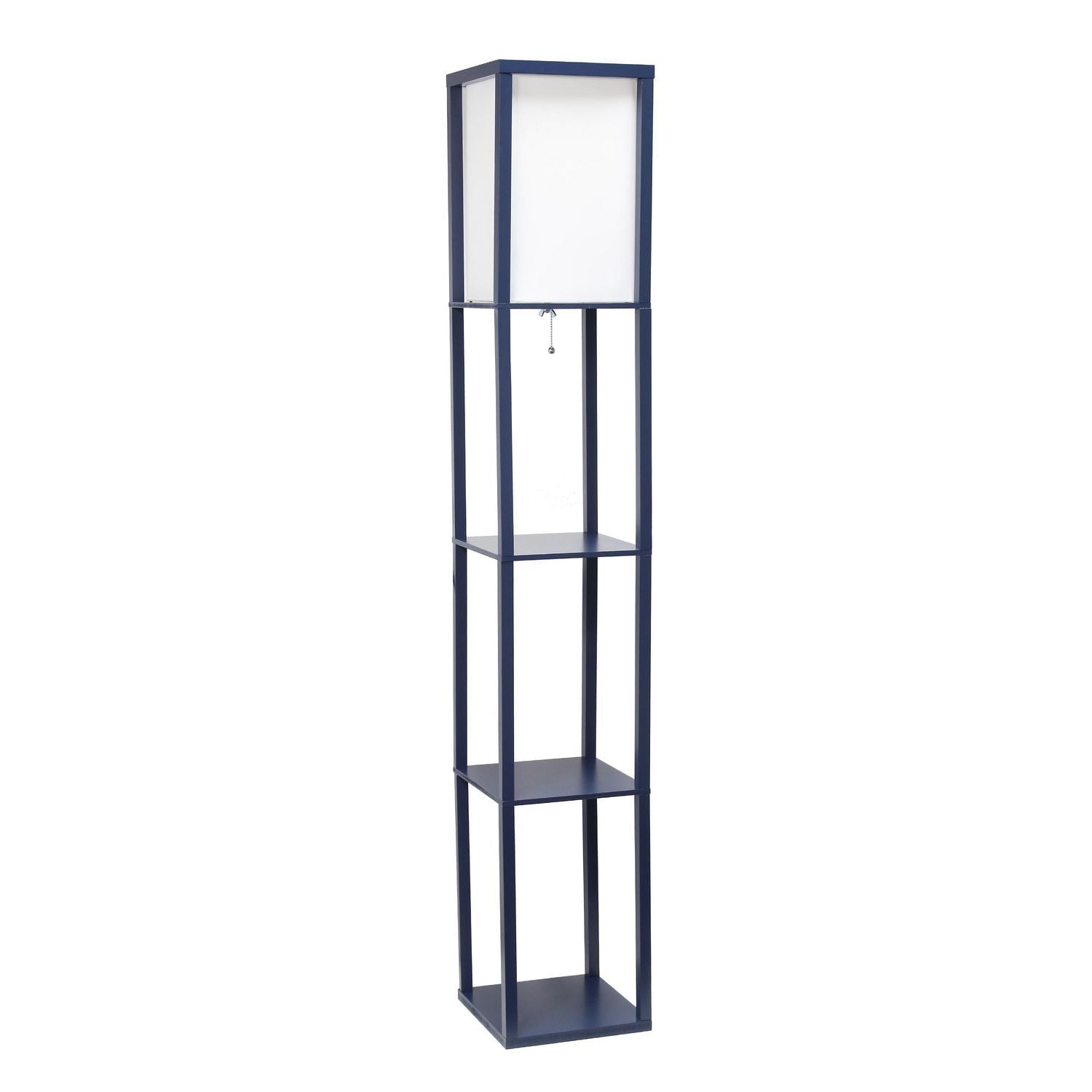 Simple Designs Floor Lamp Etagere Organizer Storage Shelf with Linen Shade
