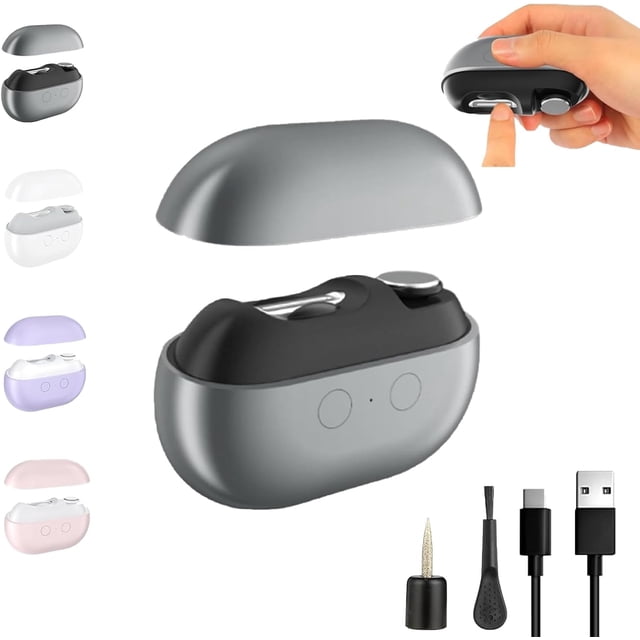 Vueeze EasyclipsSmart Nail Clipper,glosrity Automatic Electric Nail File,3 in 1 Electric Nail Trimmer and File,with Storage & Light for Seniors Thick Toenails,Rechargeable