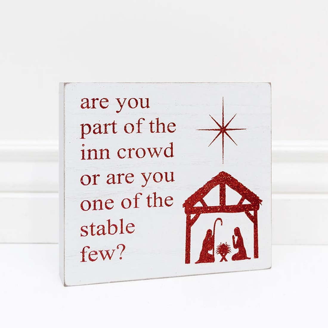 Adams Christmas Decor - Inn Crowd Stable Few Glitter Box Sign - Walmart.com