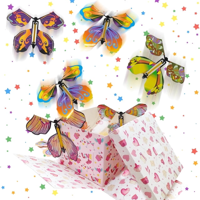 Caja de regalo Explosion WUEURU Butterfly con 6 mariposas voladoras