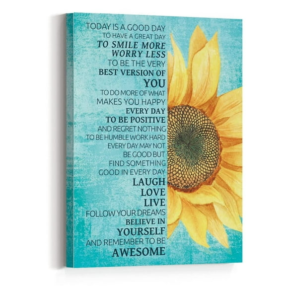 Today Is a Good Day to Have a Great Day Wall Decor poster ,Inspirational Canvas Wall Art,Positive Quotes Wall Decor,Sunflower Wall Art for Home Office