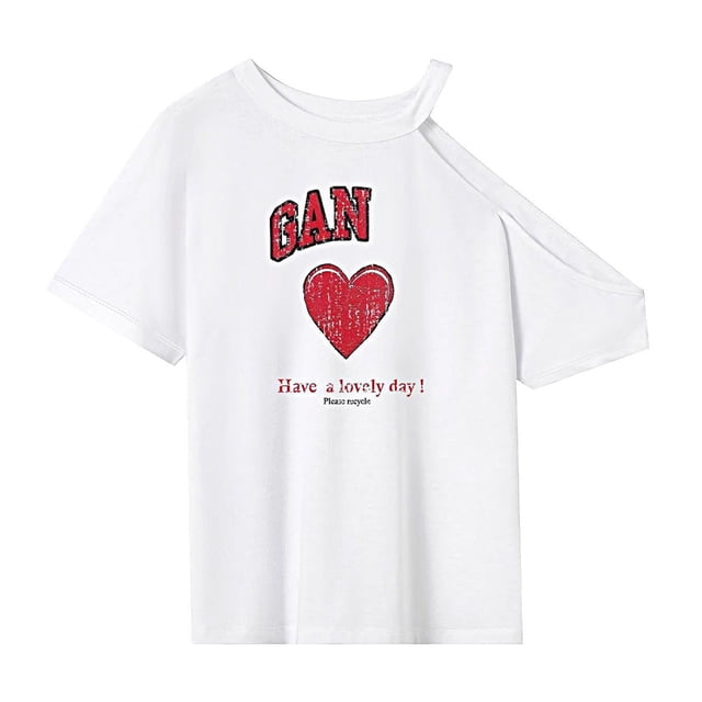 Camiseta de Mujer Jinwen Básica de Verano S Poliéster Manga Corta