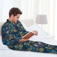 thumbnail image 6 of Naloa Halloween Elements Men’s Pajamas Set - Long Sleeve Button Down Sleep Shirt and Pajama Bottoms Sleepwear Set-XX-Large, 6 of 7