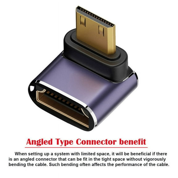 CY Down Angled Mini HDMI Male to HDMI 2.1 Female UHD Extension Gold Converter Adapter Support 8K 60hz HDTV